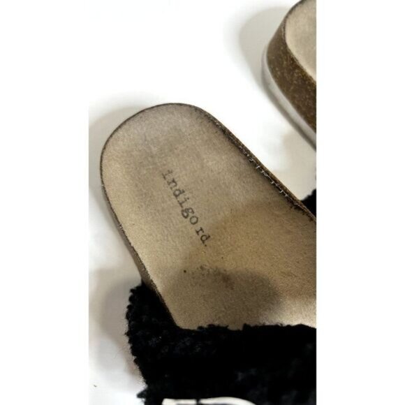 INDIGO RD Womens Faux Fur Shearling Double‎ Buckle Slip-on Sandals - Picture 6 of 8